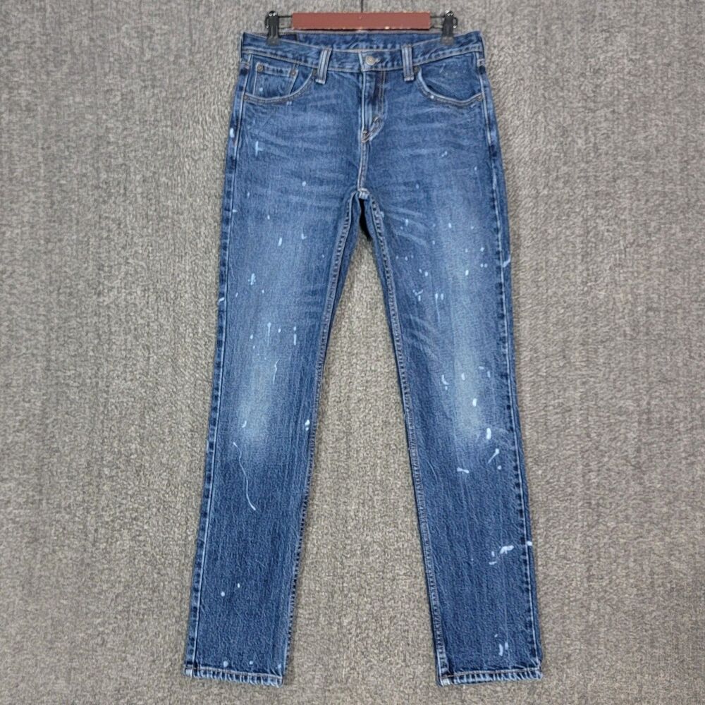 Levis 511 Jeans Mens 30x31* Blue Slim Fit Straight Leg Bleach Splatter Distress
